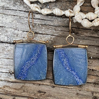 Dumortierite in Quartz Earrings